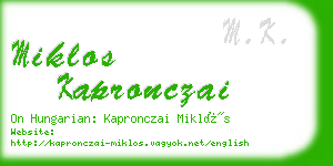 miklos kapronczai business card